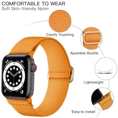 Lerobo Compatible with Apple Watch Series 10 9 45mm 46mm Band SE 44mm Ultra 3 2 1 49mm for Women Men Stretchy Nylon Solo Loop Elastic Strap for iWatch Bands Series 11 8 7 6 5 4 3 2 1 SE2 SE3,Orange - Image 2