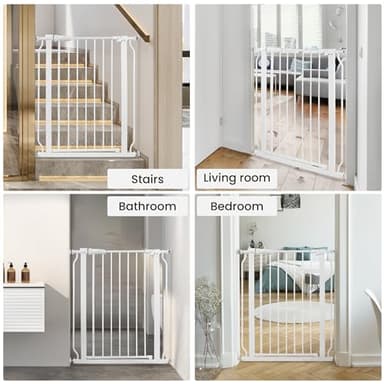 ELEVON Baby Gate for Stairs Doorways, Safety Pet Gate with Auto-Close/Hold-Open Features, Fits Openings 29.1” to 33.8”, 30” Tall, Easy Pressure Mounted Walk Through Baby Dog Gate, White - Image 7