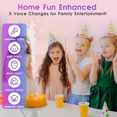 SXH Mini Karaoke Machine for Kids Portable Karaoke Machine with 2 Bluetooth Wireless Microphones,Birthday Gifts Toys for Girls Ages 3, 4, 5, 6, 7, 8, 9,10,11,12+ Years Old (Pink 2 Mics) - Image 6