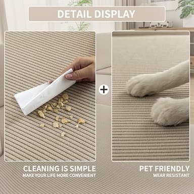 QIANMEW Couch Cushion Covers, Comfort Soft Magic Sofa Covers Washable Stretch Resistant Slipcovers for Sectional and L Shaped Seats Furniture Protectors for Pets (1PC Back Couch Cover, Light Brown) - Image 4