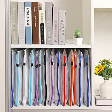 EOOUT 24pcs Mesh Zipper Pouch Bags, A4 Zipper Bags for Organizing Storage, Waterproof Zipper Pouches, Letter Size, File Bags for School, Toys, Puzzle, Board Games and Office Supplies - Image 2