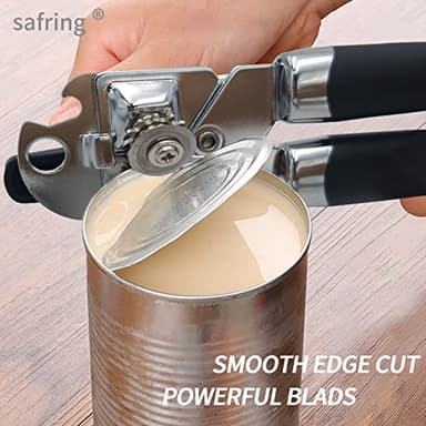 Safring Can Opener Manual, Handheld Strong Heavy Duty Stainless Steel Can Opener, Comfortable Handle, Sharp Blade Smooth Edge, Can Openers with Multifunctional Bottle Opener - Image 4