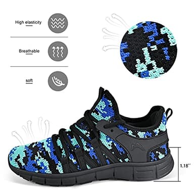 INZCOU Running Shoes Lightweight Tennis Shoes Non Slip Gym Workout Shoes Breathable Mesh Walking Sneakers Camouflage Blue 10women / 9men - Image 4