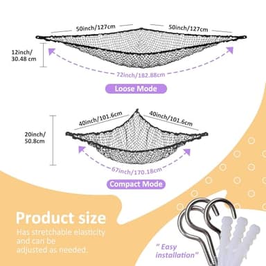 Lazebox Stuffed Animal Net Hammock for Plushie Toys, Stuffed Animal Hammock Corner for Kids' Room Decor, Ideas for Organizing Stuffy Collection, 2 Pack, Black - Image 4