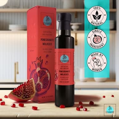 Levamare Pomegranate Molasses, 12 oz (Pack of 1) | No Added Sugar, No Additives | 100% Natural Pomegranate Concentrate from 100% Mediterranean Pomegranate Juice | Gourmet Food Pomegranate Syrup | Vegan, Gluten Free | Superfood - Image 3