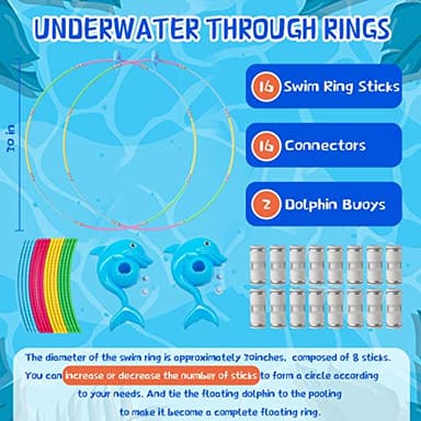 Fun Swimming Pool Toys for Kids - Diving Practice, Swim Thru Rings for Boys/Girls Ages 4-12 - Image 2