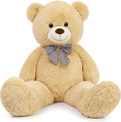 MorisMos Bow Tie Giant Teddy Bear 4 Feet, 47inch Stuffed Animal Big Teddy Bear Plush, Classic Girlfriend Boyfriend Gift, Brown - Image 1