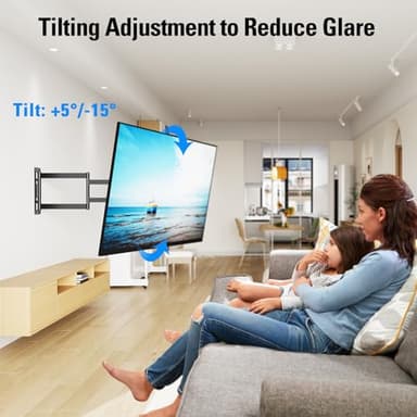 MOUNTUP Long Arm TV Wall Mount for Most 26-65 Inch TVs, Corner TV Mounts with 37.4 Inch Extension Arm, Smooth Swivel Tilt Single Stud Full Motion Bracket Max VESA 400x400mm, Holds to 77 lbs, MU0047 - Image 8