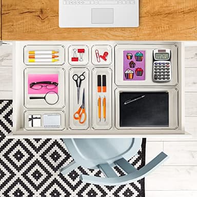 Ravinte 6 Pack Drawer Organizer - 6" X 9" Plastic Storage Bins, Acrylic Organizers with Non-Slip Pads Clear Desk Storage Tray for Makeup, Jewelries, Kitchen Utensils, Bathroom and Office - Image 5