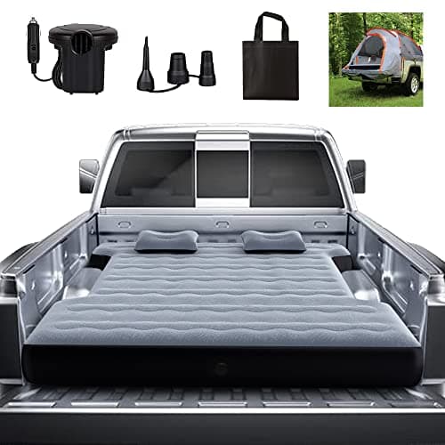 hufaut Camping Pickup Truck Bed Air Mattress Thicken Sleeping Pad for 5.5-5.8Ft Full-Size Short Truck Beds Outdoor Camping Car Travel(Grey) - Image 1