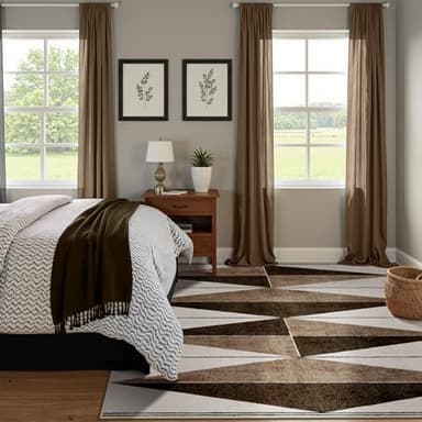 Hedlive Moroccan 8x10 Area Rugs, Soft Geometric Washable Rugs 8x10 Rugs for Living Room, Ultra-Thin Non-Slip Farmhouse Rug for Bedroom Large Rug for Office Dining Room (8x10ft,Khaki/Brown) - Image 3