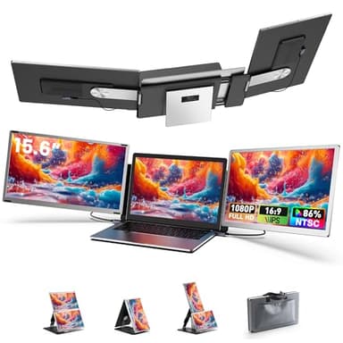 Fagomfer S6 Laptop Screen Extender | Silver | 15.6'' | FHD 1080P | 86% NTSC | Triple Laptop Monitor Extender | Working with Windows, Mac, DeX, Chrome, Desktop, Mini PC - Image 1