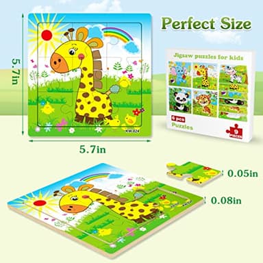 Aitey Set of 6 Toddler Puzzles Ages 2-4, Wooden Jigsaw Puzzles for Kids Ages 3-5, Puzzles for Toddlers 2 3 4 Year Old, Kids Puzzle Toys with Animal Patterns Educational Toys for Boys and Girls - Image 7