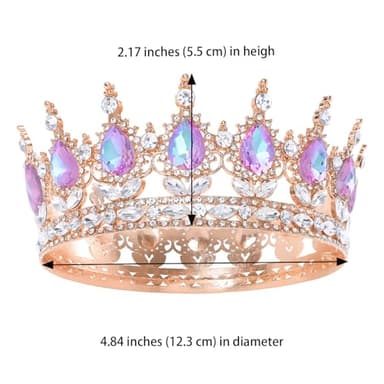 Feltent Queen Crown for Women Crystal Tiara for Girl Rhinestone Wedding Headband for Bride Hair Accessories for Costume Birthday Party Prom - Image 2