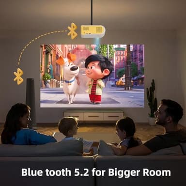 KSAN Mini Projector, Projector with WiFi and Bluetooth, 1080P Support Movie Projector with Built-in Speaker, Compatible with Smartphone, HDMI, USB, AV, Fire Stick, PS5 for Home, Bedroom, Outdoor Use - Image 5