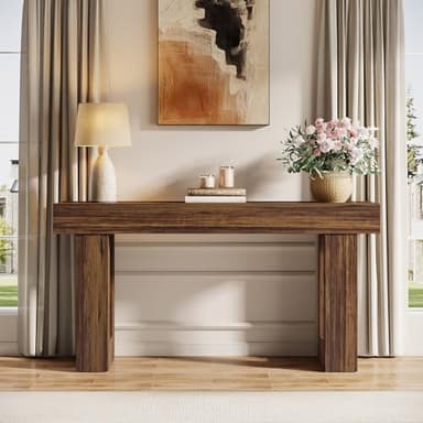 Tribesigns 63-Inch Long Console Table, Wooden Rectangular Sofa Table Behind The Couch, Farmhouse Entryway Table for Entrance, Hallway, Living Room (Rustic Brown) - Image 6