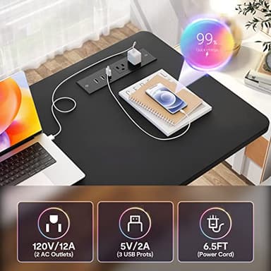 Armocity Height Adjustable Standing Desk with Power Outlets, 32" Manual Stand Up Desk with Storage Shelves Small Mobile Rolling Computer Desk Portable Laptop Table with Wheels for Home Office, Black - Image 4