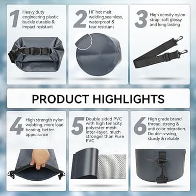 MARCHWAY Floating Waterproof Dry Bag Backpack 5L/10L/20L/30L/40L, Roll Top Sack Keeps Gear Dry for Kayaking, Rafting, Boating, Swimming, Camping, Hiking, Beach, Fishing (Grey, 30L) - Image 5