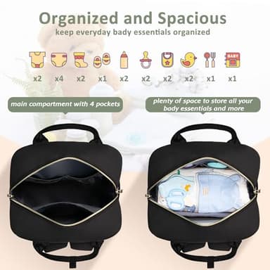Pritent Diaper Bag Backpack,Baby Essentials Diapers Bag with Pacifier Case,Multipurpose Stylish Large Capacity Travel Backpack for Baby Girl/Boy(M-Black) - Image 5