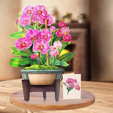 Airpark Pop Up Flower Card, 3D Paper Flowers Bouquet – 14" Orchids, Birthday, Mother’s Day, Get Well Greeting Cards with Note Card & Envelope - Image 2