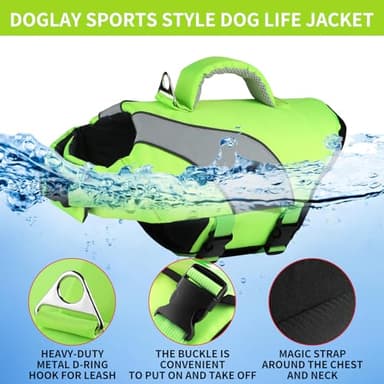 Doglay Dog Life Jacket, Adjustable & Reflective Dog Life Vest for Swimming and Boating, High Buoyancy Swimming Safety Vest with Rescue Handles and D-Ring for Small Medium Large Dogs. - Image 3