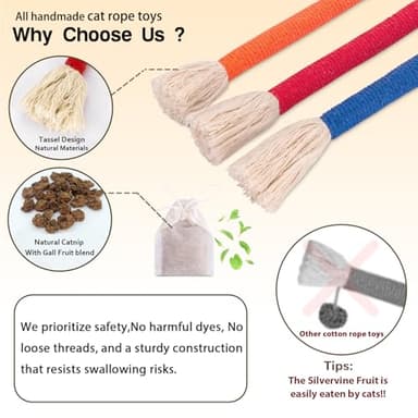 Retro Shaw Cat Toys Chew Rope, 3Pcs Catnip Kitten Toys for Indoor Cats Kitty, Safe Kitten Teething Chew Toy Cat Nip Kicker String for All Breeds 23.6 Inches - Image 3
