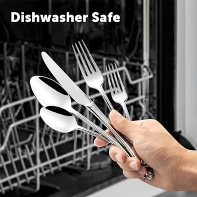 KINGSTONE Silverware Set, 40-piece 18/10 Stainless Steel Flatware Set Cutlery Set for 8, for Kitchen, Home, Wedding, Party, Mirror Polished and Dishwasher Safe, Featured Gifts - Image 7