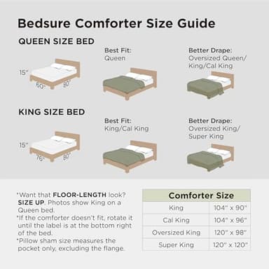 Bedsure Oversized King Comforter Set - Beige Soft Bedding for All Seasons, Cationic Dyed Bed Set, 3 Pieces, 1 Oversized King Size Comforter (120"x98") and 2 Pillow Shams (20"x36"+2") - Image 9