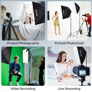 Skytex Softbox Lighting Kit(2Pack), 20x28in Soft Box | 85W 2700-6400K E27 LED Bulb Continuous Photography Lighting, Photo Studio Lights Equipment for Camera Shooting, Video Recording - Image 7