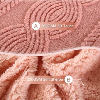 PU MEI Sherpa Throw Blanket for Couch Sofa 90”*80”- Fleece 3D Tufted Fuzzy Soft Cozy Blanket for Bed, Thick Warm Blanket for All Seasons, (Orange, 80"*90") - Image 3