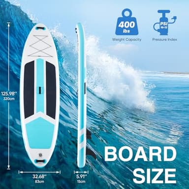 Sweetcrispy Inflatable Stand Up Paddle Board with Premium SUP Paddleboard Accessories,2-in-1 Paddle,Wide Stable Design,Non-Slip Comfort Deck for Adults & Youth of All Skill Levels,Blue - Image 3