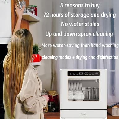 Dishwasher Countertop dishwasher Portable small automatic cleaning 4 cleaning modes and drying and disinfection mode Automatic water absorption and connection to the faucet - Image 4