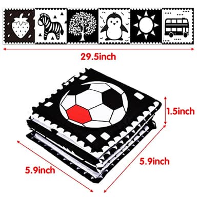 Thremhoo Black and White High Contrast Baby Toys 0-6 Months Soft Book for Brain Development, Tummy Time, Sensory, Montessori Learning Activities - Image 6