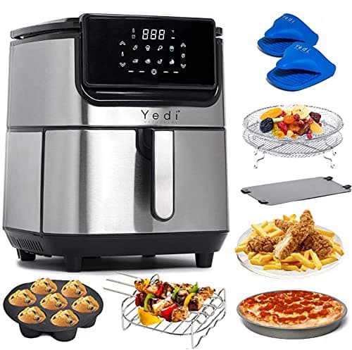 Yedi Evolution Air Fryer, 6.8 Quart, Stainless-Steel Finish, Ceramic Cooking Basket, with Deluxe Accessory Kit and Recipe Book - Image 1