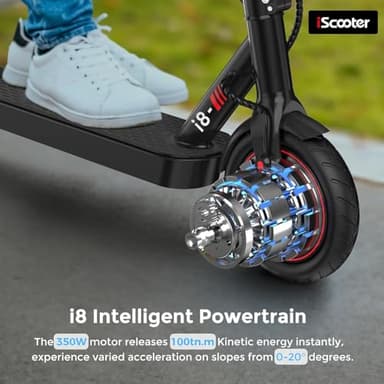 iScooter Electric Scooter, 12 Miles Long Range, 18 Mph Top Speed, Commuting Electric Scooter with Cuise Control, Double Braking Systems Escooter for Adults and Teens - i8 - Image 6