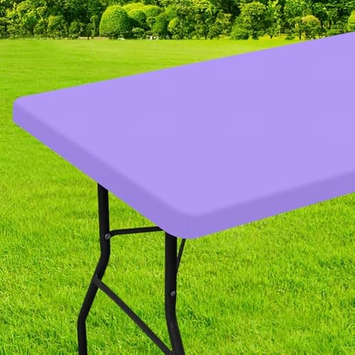 homing Rectangle Table Cloth Cover, Waterproof Polyester Elastic Fitted Tablecloth, Fits for 6 Foot Folding Tables, Washable Table Protector for Picnic, Camping, Outdoor (Lavender, 30" x 72") - Image 1
