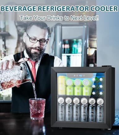 Electactic 50 Cans Beverage Refrigerator Cooler, 1.3 Cu.ft Mini Fridge Countertop Drink Cooler with Glass Door for Beer, Soda,Wine, Adjustable Digital Temperature Control for Home Dorm Bar, Black - Image 2
