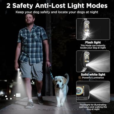 2 in 1 Dog Shock Collar & Dog Bark Collar, 4200 FT Dog Training Collar with Remote,3 Training Modes & Light for Night Walks,IP67 Waterproof Smart Anti Barking E-Collar with Adjustable Sensitivity - Image 5