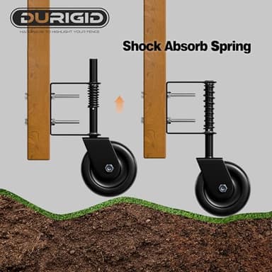 DURIGID 4.3” Spring Loaded Gate Caster Heavy Duty Gate Wheels for Wooden, Vinyl and Metal Gates, Gate Wheel with 360° Swivel, Ideal for Outdoor Fence Gates, 200 Lbs Capacity, Black, 1 Pack - Image 6