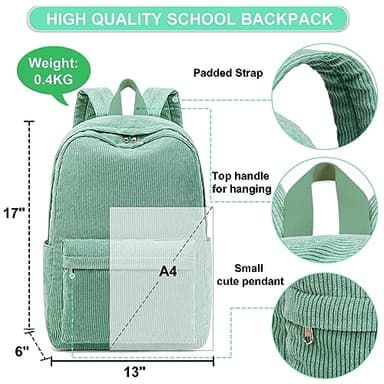 School Backpack for Teens Large Corduroy Bookbag Lightweight 15.6 inch Laptop Bag for Girls Women Casual High School College - Image 6