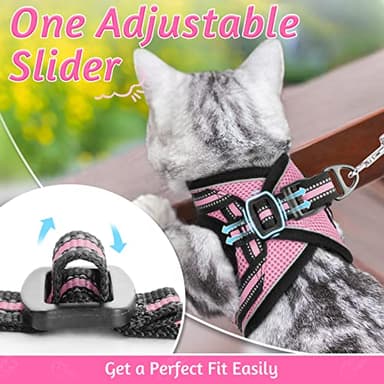 rabbitgoo Cat Harness and Leash Set for Walking Escape Proof, Adjustable Soft Kittens Vest with Reflective Strip for Cats, Comfortable Outdoor Vest, Pink, M - Image 6