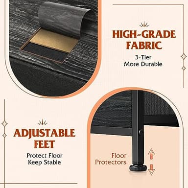 WLIVE Dresser for Bedroom with 5 Drawers, Wide Dressers with Drawer Organizers, Chest of Drawers, Fabric Dresser for Living Room, Closet, Hallway, Charcoal Black Wood Grain Print - Image 8