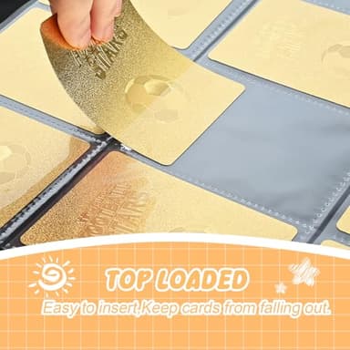 9 Pockets Trading Card Binder with 900 Double-Sided Pockets, PU Zipper Top Loader Binder with 50 Removable Sleeves for Basketball Baseball Football Playing TCG Card - Image 6