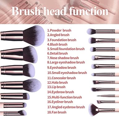 BS-MALL Makeup Brushes Premium Synthetic Foundation Powder Concealers Eye Shadows 18 Pcs Brush Set with 5 sponge & Holder Sponge Case (A-Pink) - Image 3