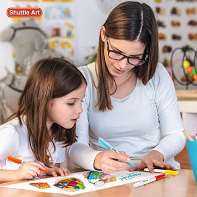 Shuttle Art 30 Colors Permanent Markers, Fine Point, Assorted Colors, Works on Plastic,Wood,Stone,Metal and Glass for Kids Adult Coloring Doodling Marking - Image 6