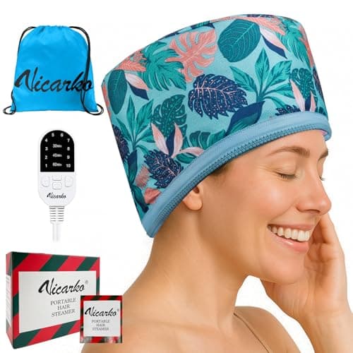 VICARKO Hair Steamer for Deep Conditioning, 10-Level Heats Up Quickly, 118” Power Cord, Heating Cap Hot Oil Treatment Heat, Electric Thermal Heated Steam Natural Black Hair, Hawaii Blue - Image 1