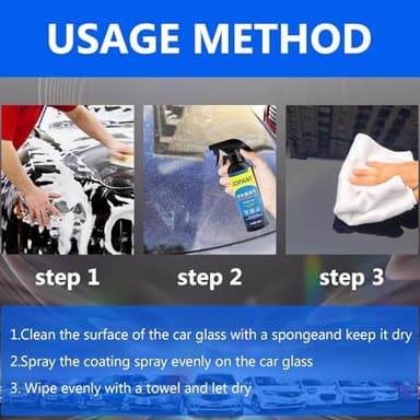 Sopami Car Coating Spray - Quick Effect Coating Agent, Hydrophobic Wax Polish, Scratch Repair & Waterless Wash, Oil Film Emulsion Glass Cleaner, Long-Lasting Shine (2Pcs) - Image 7