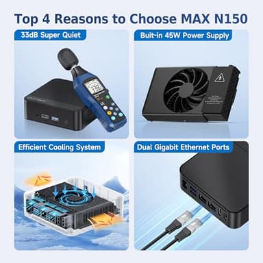 OUMAX Mini PC,Twin Lake N150(Turbo 3.6Hz) 16GB DDR4 500GB M.2 SSD Dual LAN, Desktop Mini Computer 4K Dual HDMI Display, Wifi5, BT5.0, Built-in 45W Power Supply - Image 3