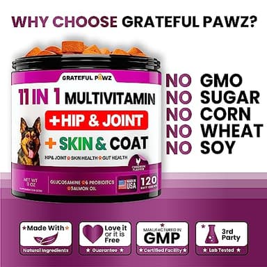 Dog Multivitamin Chewable with Glucosamine - Dog Vitamins and Supplements, Senior & Puppy Multivitamin for Dogs - Pet Chondroitin Hip and Joint Support Health, Immune Booster, Skin, Heart, Probiotics - Image 5