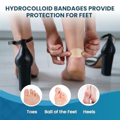 Gel Blister Bandages - 21 PCS Hydrocolloid Bandages for Feet, Blister Cushions Pads, Water Resistant Adhesive Bandages for Heel, Toes & Foot, Blister Bandages for Prevention & Recovery (Variety Pack) - Image 3